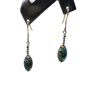 Gold over sterling silver hooks millefiori murano art glass earrings boho